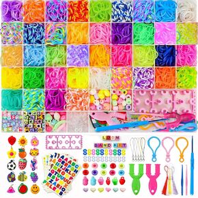 MGHS Rubber Band Bracelet Kit for Girls and Boys with 54 Compartments - 5000+ Jewelry Making Supplies - Friendship Bracelet Making Kit with Y-Shaped Loom, Zipper Hooks, Beads, Tassels & More