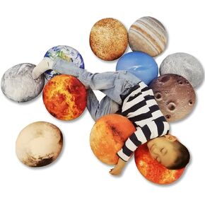 11 Piece Set Space Planet Throw Pillow Covers Solar System Universe Planet Image Decorative Cushion Cover Round Pillow Case 3D Home Decor Pillows Covers 10X10Inch
