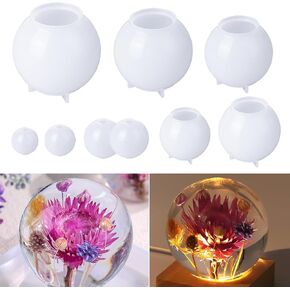LET'S RESIN 9 Pcs Sphere Silicone Molds for Resin, Upgraded Seamless 3D Sphere Resin Molds Silicone,Large Round Ball Epoxy Resin Molds for Flowers Preservation,Resin Casting, Soap, Candle
