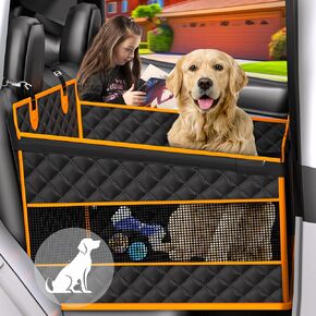 EPN Dog Car Seat for Large Dogs, Foldable Pet Car Seat with Waterproof Oxford Fabric, Non-Slip Bottom, Reinforced Support & Storage Pockets, Ideal Dog Car Seat for Road Trips