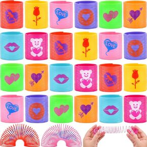 24 Pcs Valentines Mini Coil Springs Toys Magic Spring Toys for Kids Boys Girls School Classroom Valentines Day Card Prizes Party Favor Gifts