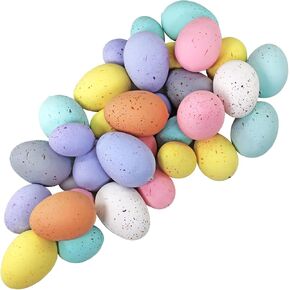Winlyn 32 Pcs Assorted Faux Foam Easter Eggs Speckled Eggs Decorative Pastel Easter Eggs for DIY Easter Wreath Centerpiece Bowl Basket Fillers Party Favor Gift Spring Home Wedding Table Décor