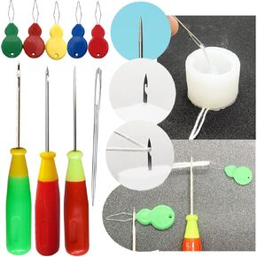 9 PCS Candle Wick Inserting Tool for Molds Large-Eye Candle Wicking Needle Mold Punch Needle with Hook & Eye for Candle Making Colored Threader for Candle Wick of All Thicknesses
