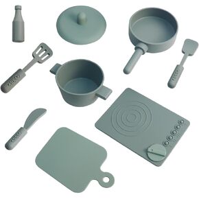 Silicone Play Kitchen Accessories, Toddler Kitchen Playset, Kids Kitchen Set , Kids Pots and Pans Playset for Toddlers Boys and Girls
