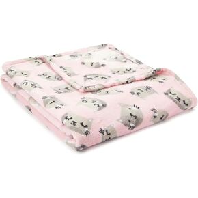 Fleece Throw Blanket Cats Kittens Pink Gray, Full