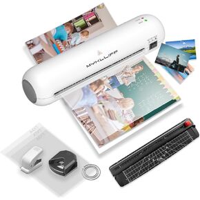 Laminator Machine 9-Inch Portable Thermal Laminator with Hot & Cold Modes, A4 Small Laminating Machine with ABS Jam-Release, 3-Min Warm-Up, 6-in-1 Photo Laminator Kit for Home Office and Class, White