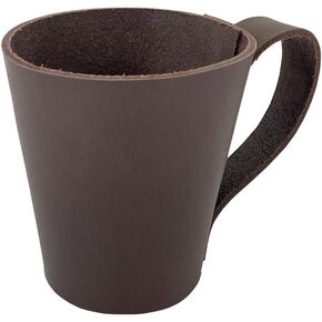 Hide & Drink, Rustic Leather Pint Sleeve with Handle, Bar Pub Style Handmade (Bourbon Brown)