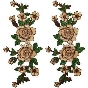Vintage Rose Sew Lace Flower Embroidery Patches, 2 Count, for Dresses, Jackets, Blouses, Skirts, Vests, Scarves (Type-1)