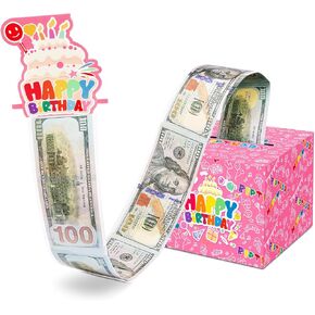 Rgontar Birthday Money Box for Cash Gift,Surprise Gift Box for Money with Pull Out,DIY Set Surprise Money Box,Birthday Gifts for Women Adult Family Pink