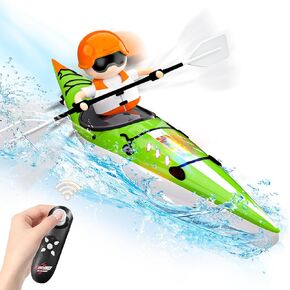 Kids RC Kayak Boat Toy,2.4 Ghz Remote Control Paddle Boat Toys,Toddler Water Racing Boat W/Light for Pools,Lake,Bathtub Summer Outdoor Water Toys Gift for Ages 6-12 Boys Girls