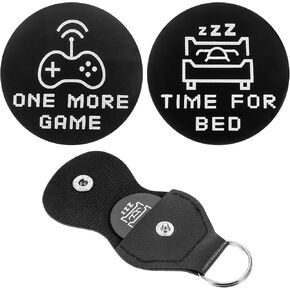 Mabor Decision Coin One More Game/Time for Bed Pocket Hug Coin with PU Leather Case Novelty Double Sided Coin Stainless Steel Decision Maker Coin for Gamers Teens Boys Girls