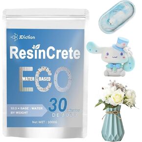 JDiction ResinCrete, 1000G Water-Based Eco-Friendly Formula, 20-30 Minutes Demold Fast Curing Eco Casting for Beginners, Mineral Casting Powder, Easy Mix for DIY Home Art