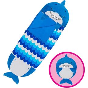 Happy Nappers Pillow & Sleepy Sack- Comfy, Cozy, Compact, Super Soft, Warm, All Season, Sleeping Bag with Pillow- Blue Shark (Large 66" x 30")