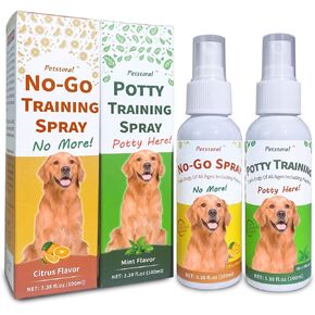 Pet No-Go & Puppy Potty Training Spray - Pet Deterrent Spray for Stop Chewing, Pee Here Corrector Spray for Dogs and Cats, 3.38 Fl Oz/100ml Kit