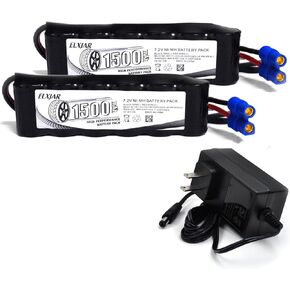 (2-Pack) 7.4V 1300mAh 6-Cell NiMH Rechargeable Battery with EC3 Connector, Compatible with Mini RC Cars, High-Performance Vehicles, and Racing Models, DYNB2473
