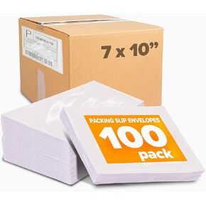 100 Piece Waterproof Packing List Envelopes, 7x10", Clear Shipping Label Sleeves with “Packing List Enclosed" - Shipping Label, Invoice & Packing Slip Pouches with Adhesive For Mailing