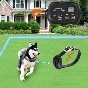 Electric Dog Fence, Wired Pet Containment System, Aboveground/Underground Installation, 650 Ft Wire, IP66 Waterproof Rechargeable Collar, Shock/Tone Correction Mode, 2 Collars