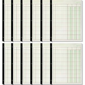 12 Pack 624 Sheets Analysis Pad Columnar Books 3 Hole Ledger Paper Pad 8.5 x 11 inch Columnar Pad Accounting Ledger Book for Business, 52 Sheets/Pack, Single Page Format, Green Red (3 Columnar)