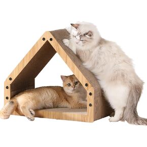 FUKUMARU Cat Scratcher House, Cozy Cardboard Design, Safe and Secure for Kittens, Eco-Friendly, 16.14 in Bevelled Surface, Maximum Load Capacity 22 Lbs