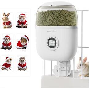 Hanging Rabbit Feeder, Automatic Pet Feeder with Timer, Programmable Portion Size Control 4 Meals Per Day, Small Animal Food Dispenser with Desiccant Bag for Bunny Chinchilla Hedgehog
