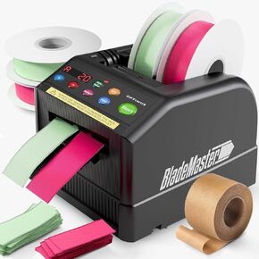 BladeMaster™ PRO Automatic Ribbon Tape Cutting Machine │ 2024 Flip-Cover Smart Auto Tape Dispenser USA Commercial Grade Cutter Black