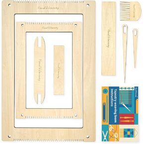 Wool Queen Rectangle Weaving Loom Kit - 2 Sets with Weaving Needles and Tools, Perfect for Beginners and Weaving Enthusiasts, 11''x16.5'' and 7.8''x11.7'' Large Sizes