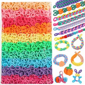 DNPHRPY 1600 PCS Weaving Loom Bracelet Making Kit Elastic Arts and Crafts Kit for Kids Rainbow Loom Colorful Cloth Bands Fabric Loops Bracelets Kit DIY Ideal for Kids Adults DIY Crafts Supplies