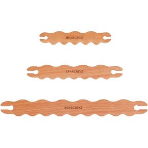 BENECREAT 3 Pcs Wooden Weaving Tool, Wavy Stick Shuttles Beech Wood DIY Weaving Tool, Shuttles Weaving Stick for Crafts, Knitting Projects, 5.9/7.68/11.6 Inch