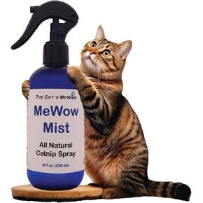The Cat's MeWow - MeWow Mist - All Natural Extremely Potent Catnip Spray for Toys, Teasers, Kickers, Beds, Towers, Scratchers, and More. 8 fl oz Made in America