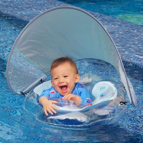 G6 Tummy Ring with Canopy (Age 3-24 Months) - Safe, Inflatable Baby Swim Trainer, Easy-to-Use Toddler Float, Water Play & Swim Skills Development Aid for Infants (Macaron)