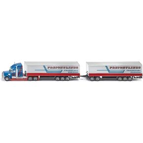 Siku 1806, Road Train, Tractor Unit with semi-Trailer and Trailer, 1:87, Metal/Plastic, Brown/White