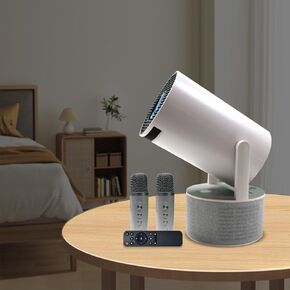 Mini Projector, Portable Projector with Sound Microphone Outdoor Portable Movie Projector 1080P Support Smart Projector White