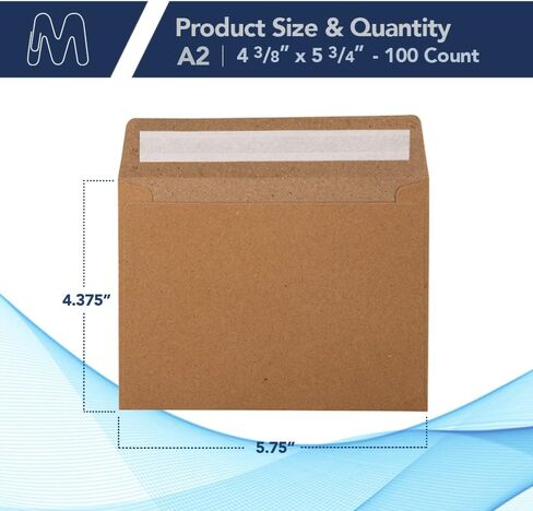 MOS A9 Invitation Envelopes – 5-3/4" x 8-3/4" Kraft Mailing Envelopes Self Seal (100 Count) – 120GSM/ 32LB Bond Heavy Duty – For Greeting Cards, Card Making, RSVP Cards, Wedding Invites in Kuwait