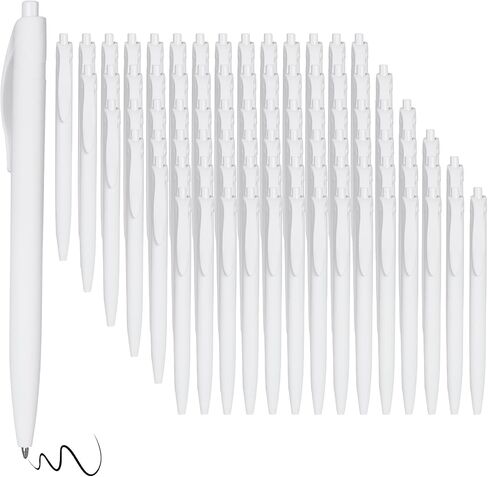 BallPoint Pens, 100 Pack (BLACK Ink),Bulk Pens, White Barrel,Click Pens for Office Home and School, Retractable Ballpoint Pens, Medium Point, 1.00MM (White) in Saudi Arabia