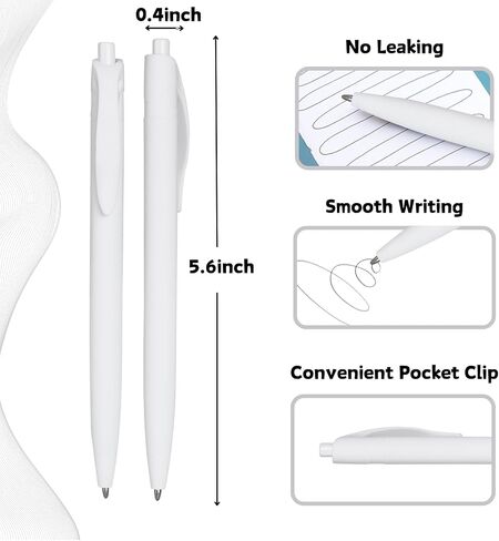 BallPoint Pens, 100 Pack (BLACK Ink),Bulk Pens, White Barrel,Click Pens for Office Home and School, Retractable Ballpoint Pens, Medium Point, 1.00MM (White) in Saudi Arabia