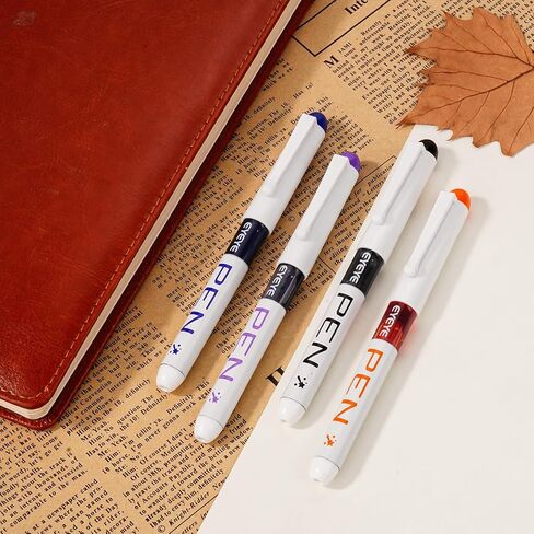 EYEYE Disposable Fountain Pens for Writing, Medium Point Stainless Steel Nib, Pack of 8 Assorted Colors in Kuwait