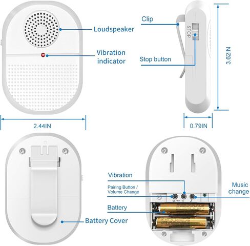 Calltou Caregiver Pager Call Button اللاسلكي مضاد للماء ممرضة استدعاء نظام التنبيه للمسنين المنزليين مراقبة المريض 2 أزرار المكالمات/أجهزة الإرسال 500 قدم 2 in Kuwait