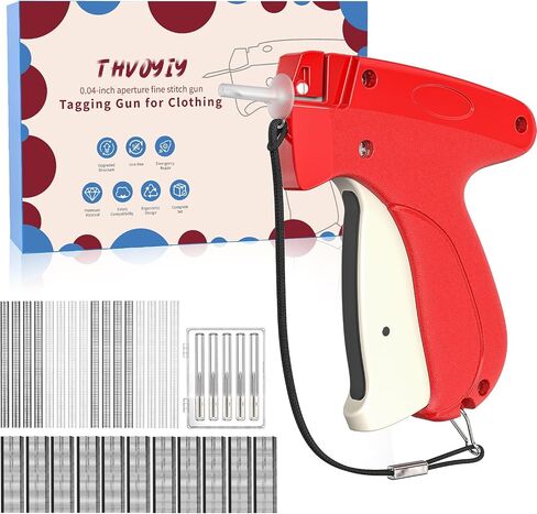 Thvoyiyi Stitch Gun للملابس ، و 6000 PCS السحابات و 6 إبر ، ومثبت ملابس سريع خياطة ، وفرد الملابس على الفور ومسدس سريع العلامات ، وإصلاح الطوارئ بالثواني ، والأحمر in Saudi Arabia