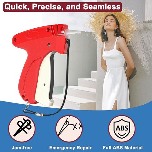 Thvoyiyi Stitch Gun للملابس ، و 6000 PCS السحابات و 6 إبر ، ومثبت ملابس سريع خياطة ، وفرد الملابس على الفور ومسدس سريع العلامات ، وإصلاح الطوارئ بالثواني ، والأحمر in Saudi Arabia
