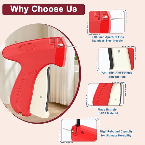 Thvoyiyi Stitch Gun للملابس ، و 6000 PCS السحابات و 6 إبر ، ومثبت ملابس سريع خياطة ، وفرد الملابس على الفور ومسدس سريع العلامات ، وإصلاح الطوارئ بالثواني ، والأحمر in Saudi Arabia