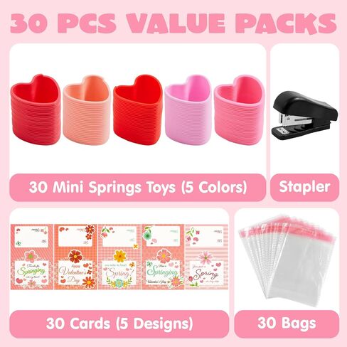 حزم Joyin 30 حزم حفل عيد الحب ، وألعاب Coil Coil Coil Coil متعددة الألوان ، وجوائز مدرسية وحشائش Goodie Bag ، وألعاب تململ الإجهاد لتبادل الفصل الدراسي للأطفال in Kuwait