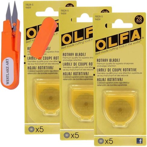 28Mm Rotary Blade Refill, 2.89 Oz - Bundle with Westlake Art Embroidery Scissors, Precision Quilting Blades, Compatible with Rotary Cutter Tool, Easy to Install~ [Pack of 3] in Saudi Arabia