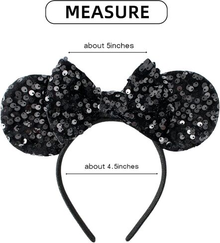 KARETT Sequins Mouse Ears Headband With Glitter Bow Cosplay Costumes Princess Party Decorations For Girls Women in Kuwait