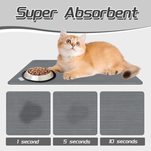 Cat & Dog Feeding Mat for Food and Water Bowl,Pet Eating mat,Absorbent-Non-Slip.Quick Dry Dog Water Bowl Dispenser Mat,Backing Pet Placemat for Messy Drinkers,Grey.Dog Paw-11.8x19.7 in in Saudi Arabia