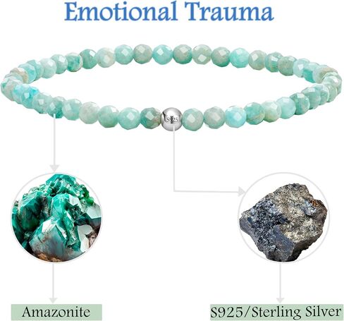 Rainbow Tourmaline - Joy - Beaded Bracelets for Women, Handmade Natural Stone 4mm Beads 925 Sterling Silver Stretch Bracelets, Chakra Crystal Gemstone Jewelry Gifts in Saudi Arabia
