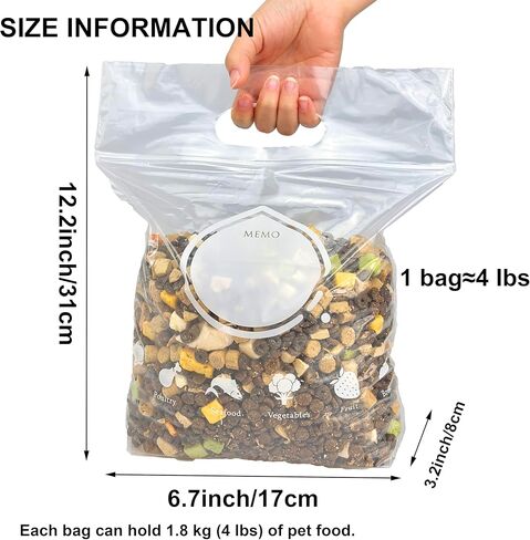 حقيبة تخزين للحيوانات الأليفة Meow & Woof لـ Travel Food Grade ، حاوية أكياس طعام يمكن التخلص منها للتخييم ، الرحلة ، أساسيات السفر متعددة الوظائف مع شريط الختم ، الحمل السهل ، BPA مجاني ، 4 رطل ، in Kuwait