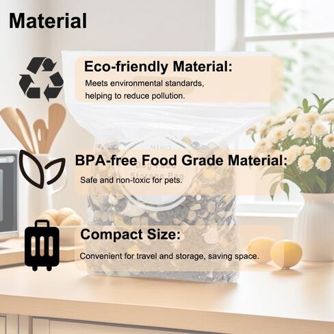 حقيبة تخزين للحيوانات الأليفة Meow & Woof لـ Travel Food Grade ، حاوية أكياس طعام يمكن التخلص منها للتخييم ، الرحلة ، أساسيات السفر متعددة الوظائف مع شريط الختم ، الحمل السهل ، BPA مجاني ، 4 رطل ، in Kuwait