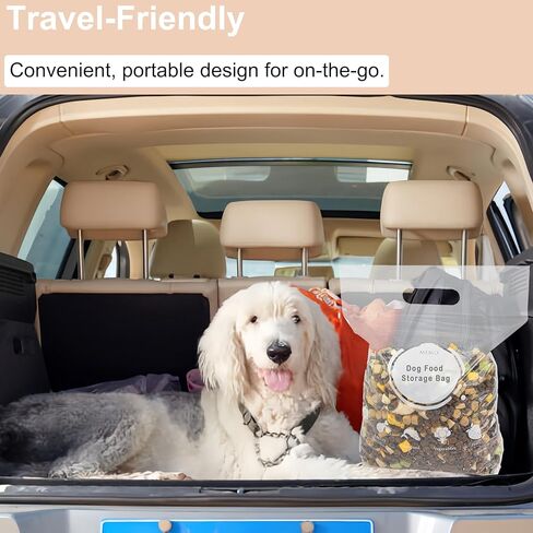 حقيبة تخزين للحيوانات الأليفة Meow & Woof لـ Travel Food Grade ، حاوية أكياس طعام يمكن التخلص منها للتخييم ، الرحلة ، أساسيات السفر متعددة الوظائف مع شريط الختم ، الحمل السهل ، BPA مجاني ، 4 رطل ، in Kuwait