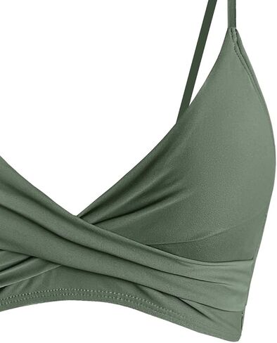Women's Twist Front V Neck Bikini Top Padded Adjustable Spaghetti Straps Bathing Suit Tops Only in Saudi Arabia
