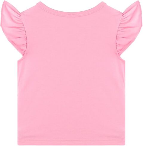 مجموعة تنورة للفتيات مكونة من قطعتين ملابس صيفية للأطفال الصغار بأكمام مكشكشة وتي شيرت وعقدة على شكل فيونكة وتنورة توتو مجموعة ملابس in Kuwait